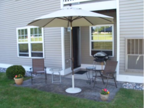 Patio in backyard