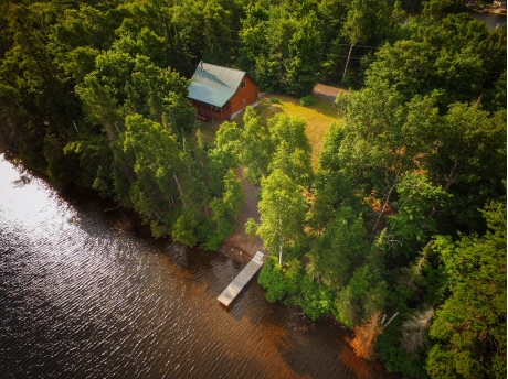 Aerial shot above our cabin and some of our half acre